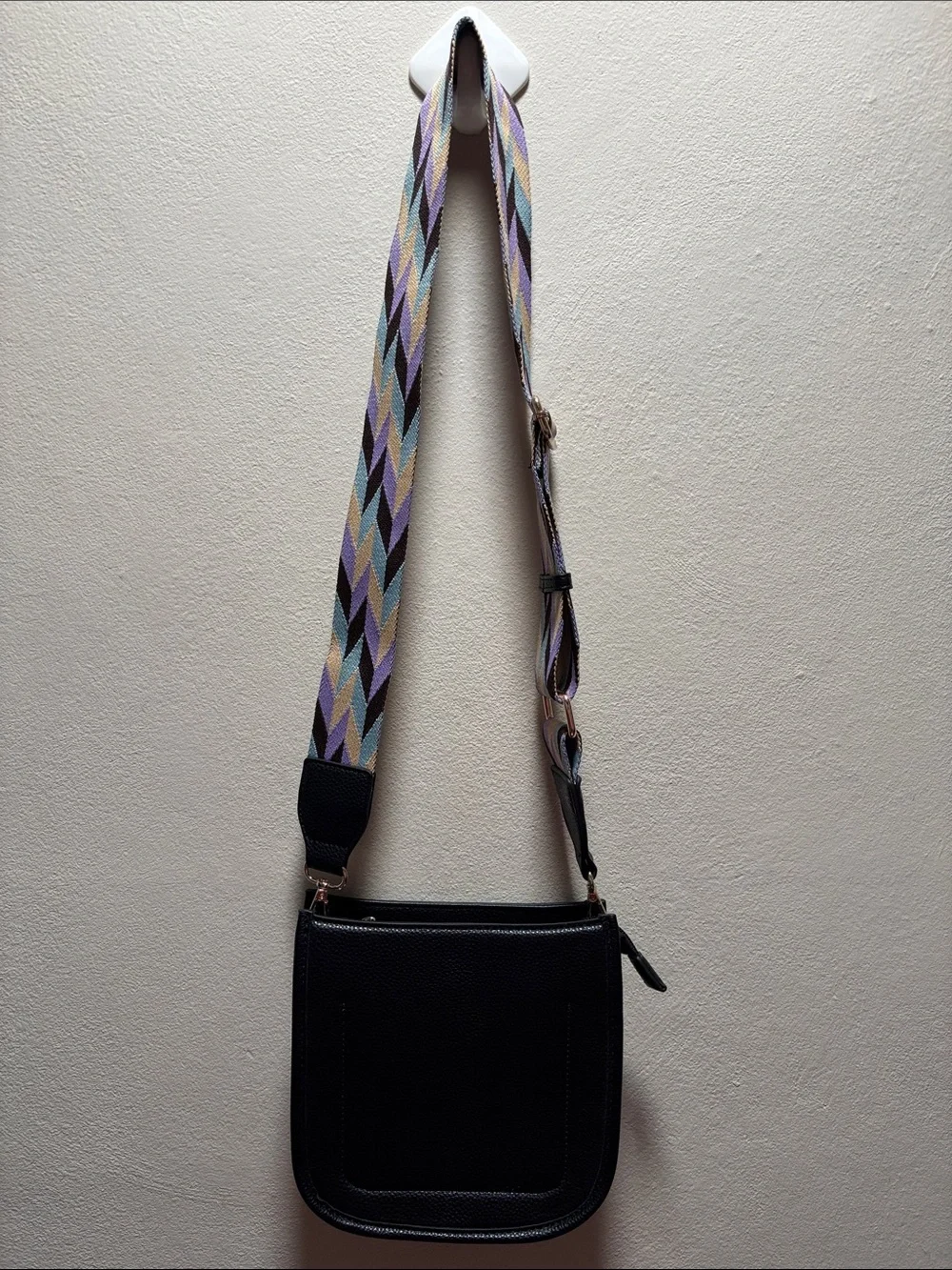 Black Crossbody Bag with Geo Adjustable Strap